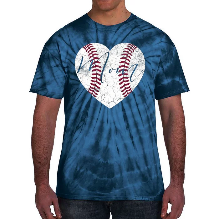 Heart Mom Mother's Day Christmas Baseball Softball Gift Tie-Dye T-Shirt