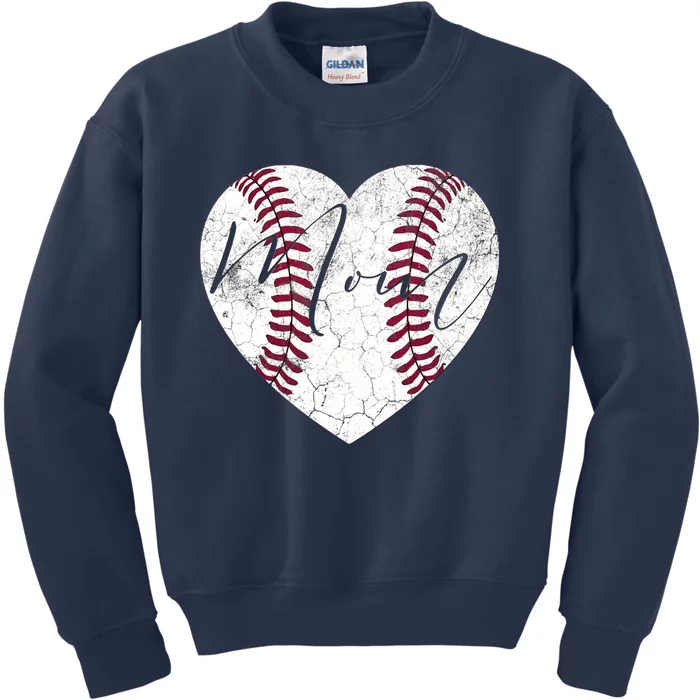 Heart Mom Mother's Day Christmas Baseball Softball Gift Kids Sweatshirt