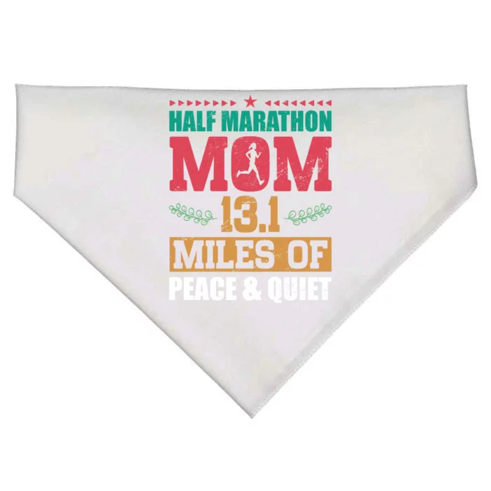 Half Marathon Mom 13 1 Miles Of Peace And Quiet Running Gift USA-Made Doggie Bandana