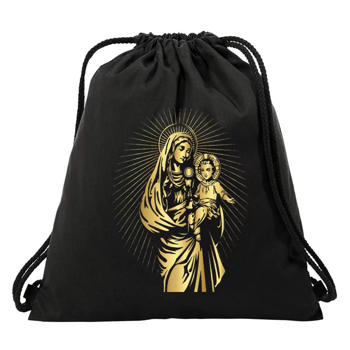 Holy Mother Mary Mother of Jesus Vintage Catholic Drawstring Bag