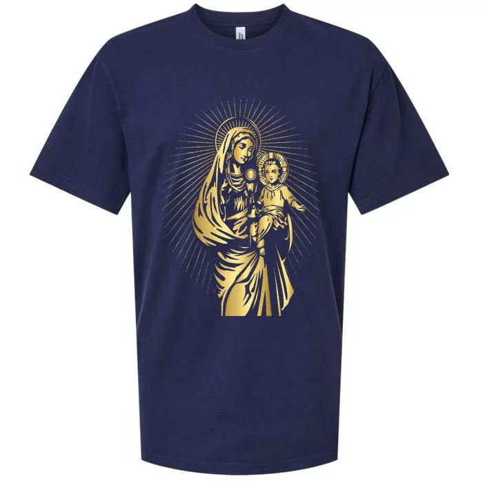 Holy Mother Mary Mother of Jesus Vintage Catholic Sueded Cloud Jersey T-Shirt