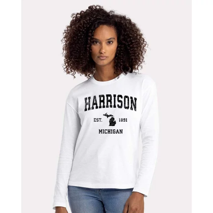 Harrison Michigan Mi Vintage Established Sports Design Womens Cotton Relaxed Long Sleeve T-Shirt