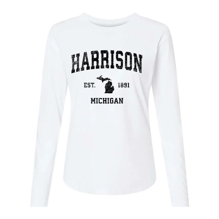 Harrison Michigan Mi Vintage Established Sports Design Womens Cotton Relaxed Long Sleeve T-Shirt