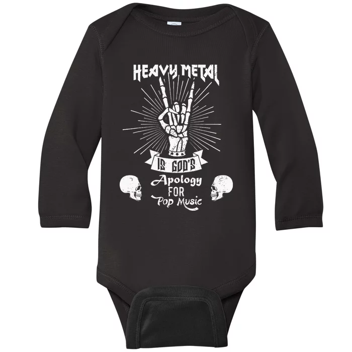 Heavy Metal Music Is Gods Apology Funny Pun Gift Baby Long Sleeve Bodysuit