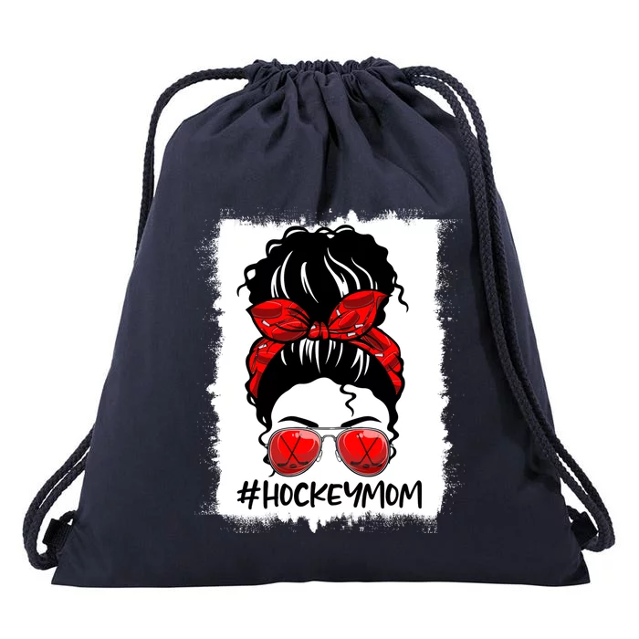 Hockey Mom Messy Bun Mothers Day Sports Lover Gift Drawstring Bag