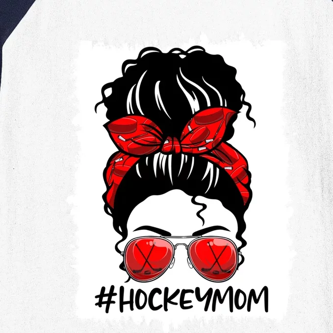 Hockey Mom Messy Bun Mothers Day Sports Lover Gift Baseball Sleeve Shirt