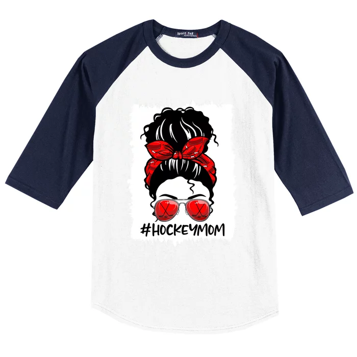 Hockey Mom Messy Bun Mothers Day Sports Lover Gift Baseball Sleeve Shirt