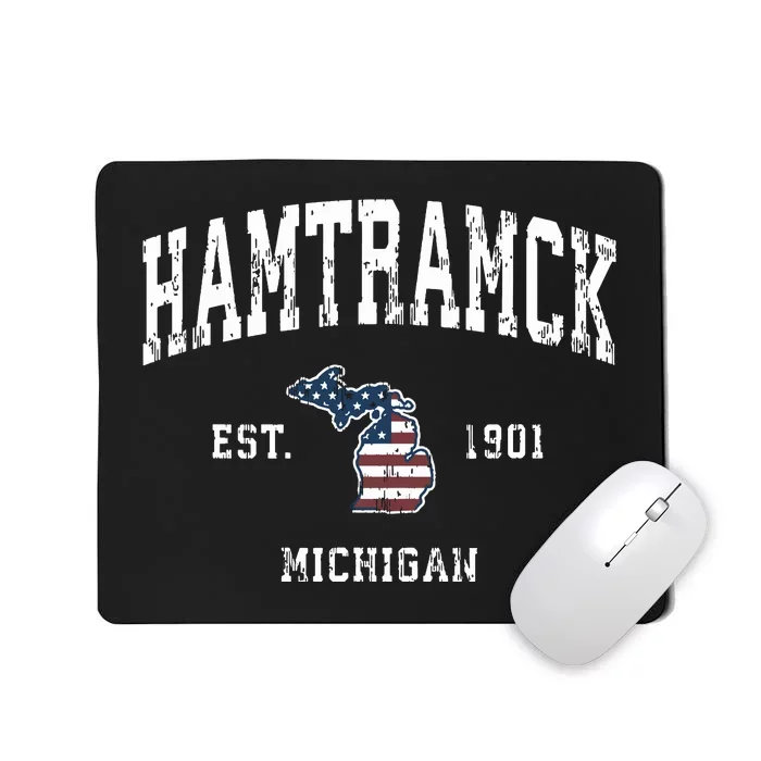 Hamtramck Michigan Mi Vintage American Flag Sports Design Mousepad