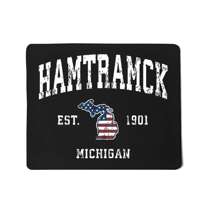 Hamtramck Michigan Mi Vintage American Flag Sports Design Mousepad