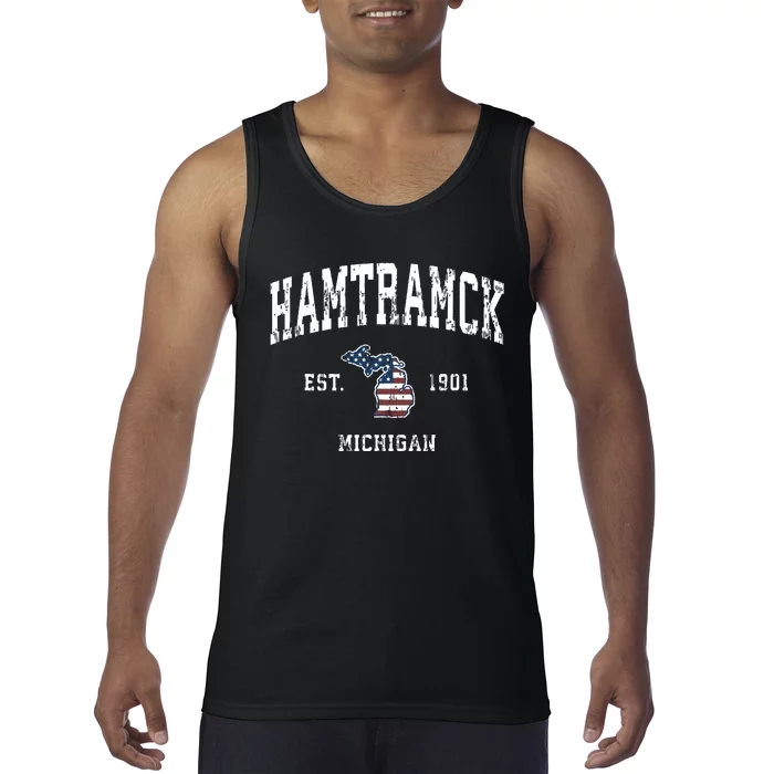 Hamtramck Michigan Mi Vintage American Flag Sports Design Tank Top