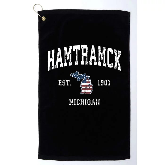 Hamtramck Michigan Mi Vintage American Flag Sports Design Platinum Collection Golf Towel