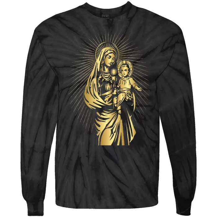 Holy Mother Mary Mother Of Jesus Vintage Catholic Art Women Tie-Dye Long Sleeve Shirt