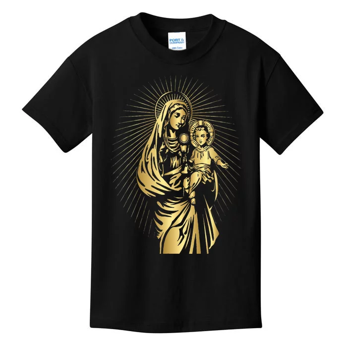 Holy Mother Mary Mother Of Jesus Vintage Catholic Art Women Kids T-Shirt