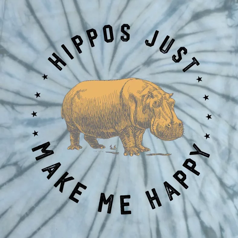 Hippos Make Me Happy Funny Hippopotamus Hippo Lover Tie-Dye T-Shirt