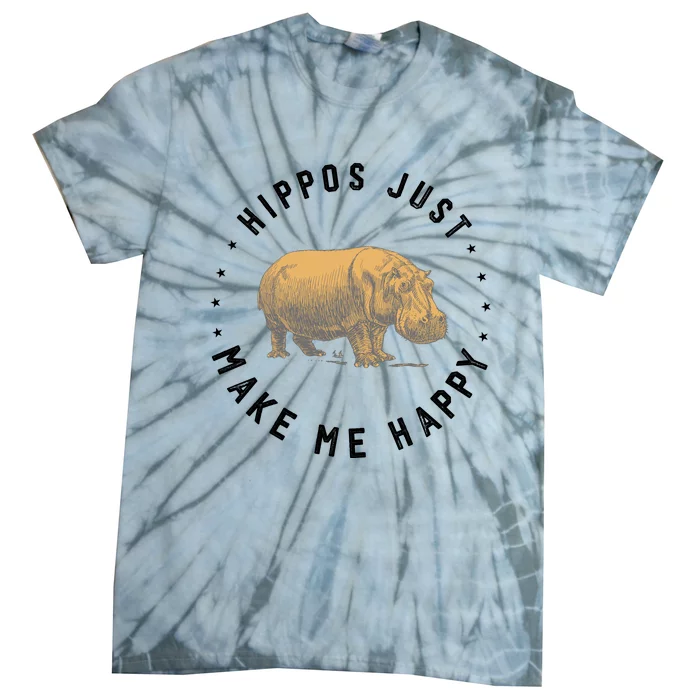 Hippos Make Me Happy Funny Hippopotamus Hippo Lover Tie-Dye T-Shirt