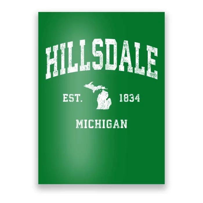 Hillsdale Michigan Mi Vintage Athletic Poster