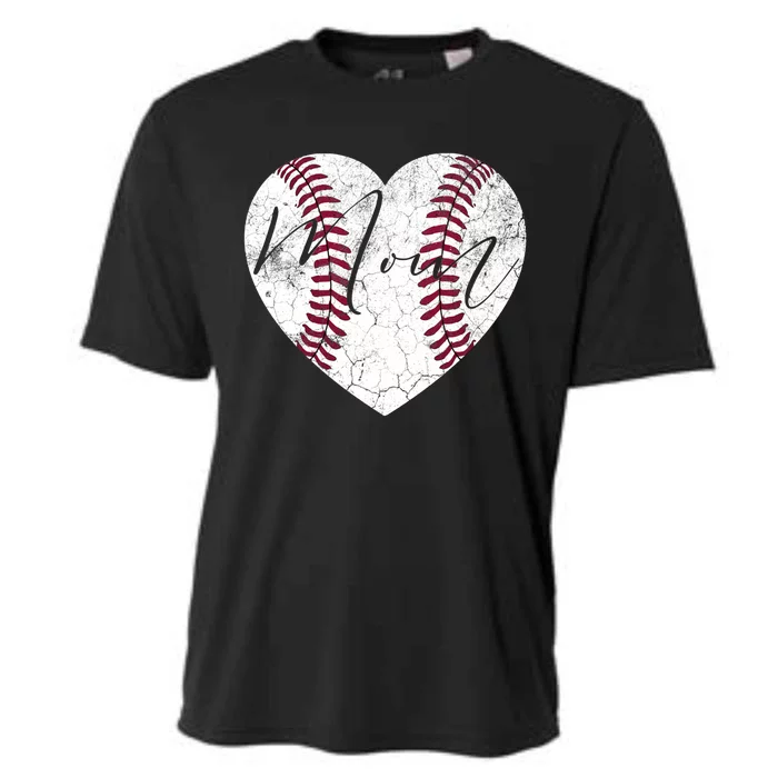 Heart Mom Mother's Day Christmas Baseball Softball Gift Meaningful Gift Cooling Performance Crew T-Shirt