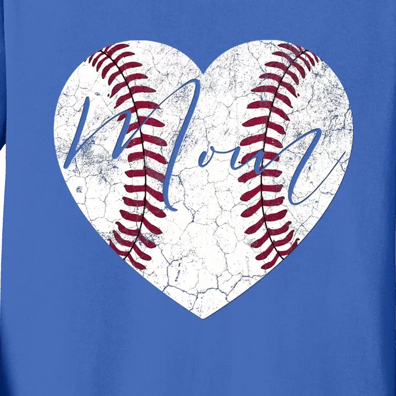 Heart Mom Mother's Day Christmas Baseball Softball Gift Meaningful Gift Kids Long Sleeve Shirt