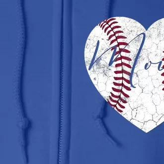 Heart Mom Mother's Day Christmas Baseball Softball Gift Meaningful Gift Full Zip Hoodie