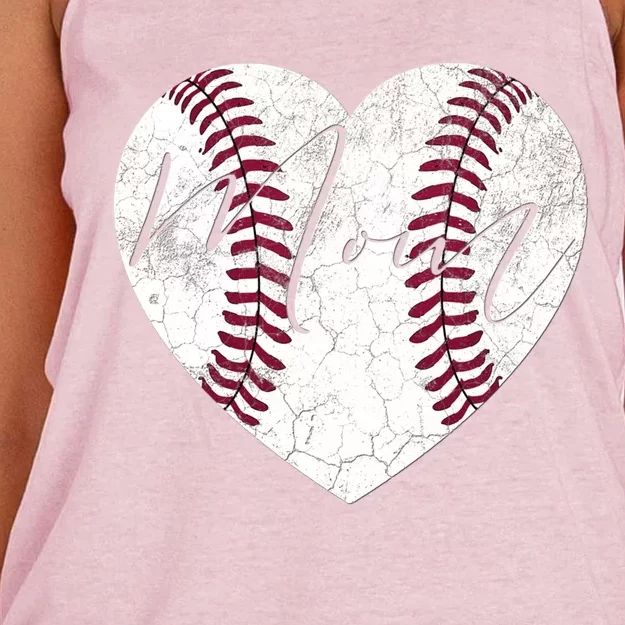 Heart Mom Mother's Day Christmas Baseball Softball Gift Meaningful Gift Women's Knotted Racerback Tank