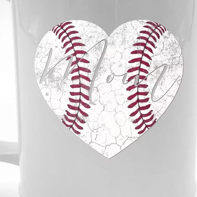 Heart Mom Mother's Day Christmas Baseball Softball Gift Meaningful Gift Front & Back Beer Stein