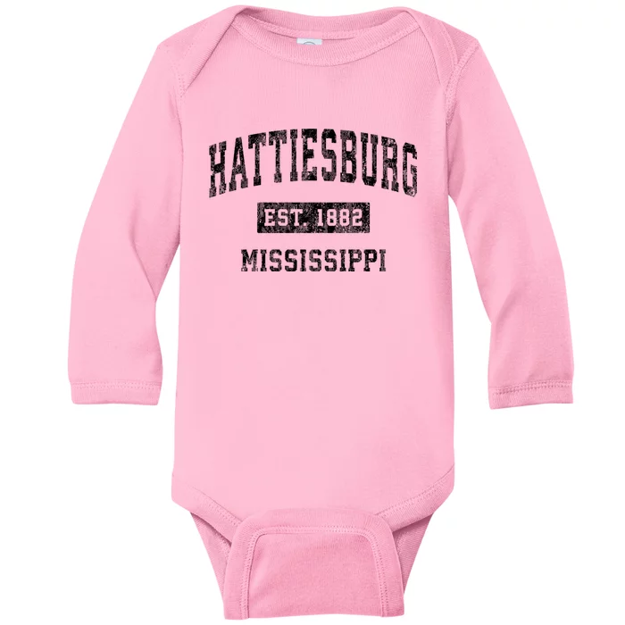 Hattiesburg Mississippi Ms Vintage Sports Design Baby Long Sleeve Bodysuit