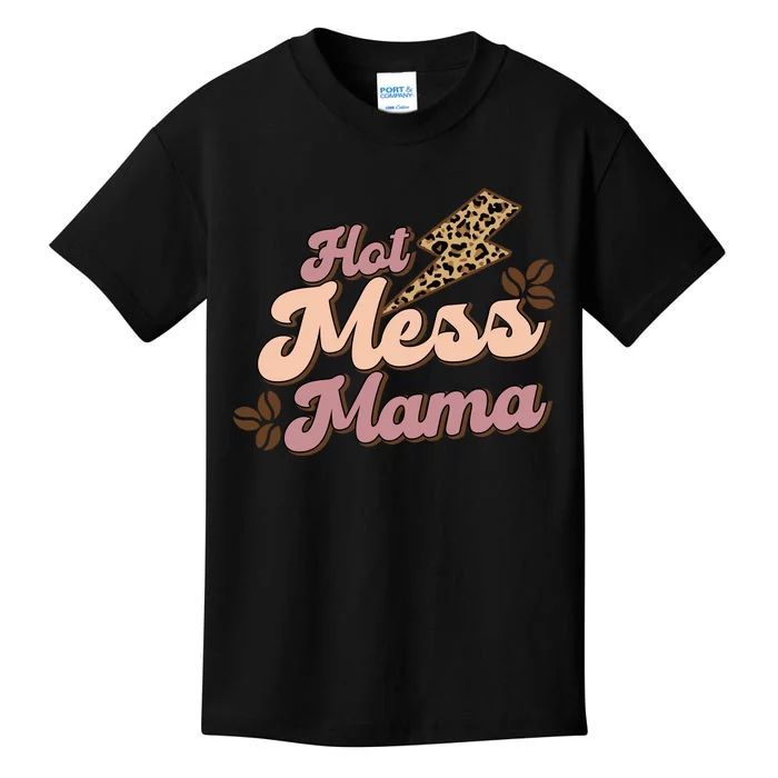 Hot Mess Mama Coffee Lovers Kids T-Shirt