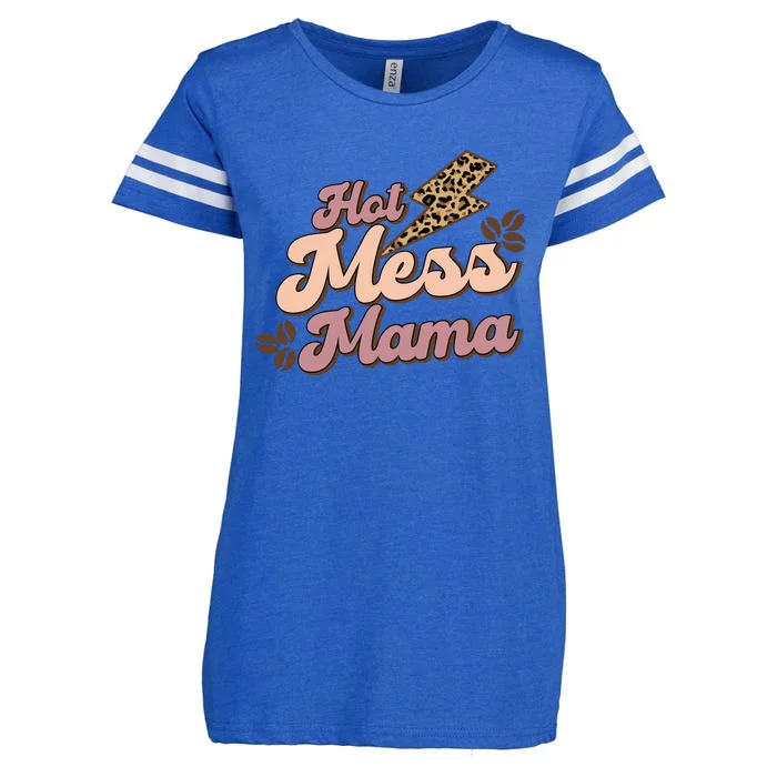 Hot Mess Mama Coffee Lovers Enza Ladies Jersey Football T-Shirt