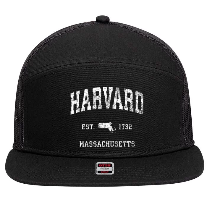 Harvard Massachusetts MA Vintage Athletic Sports Design 7 Panel Mesh Trucker Snapback Hat