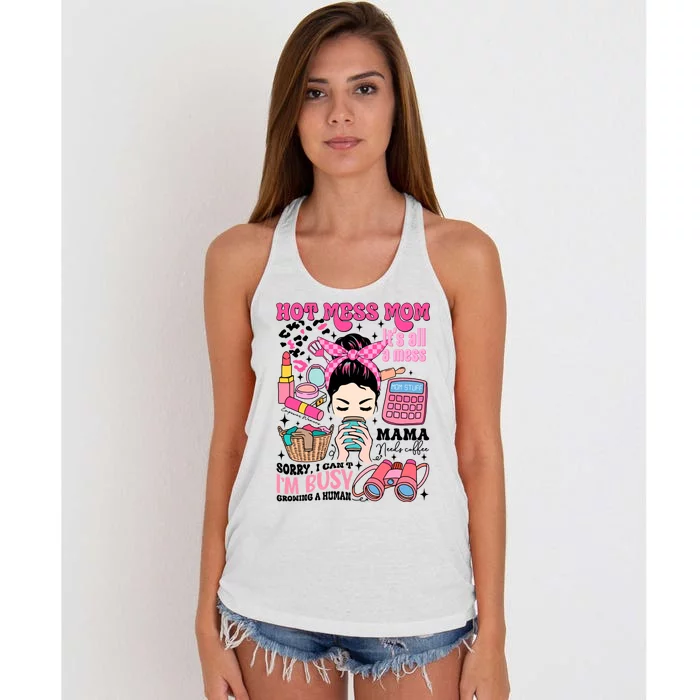 Hot Mess Mom Its All A Mess Women's Knotted Racerback Tank