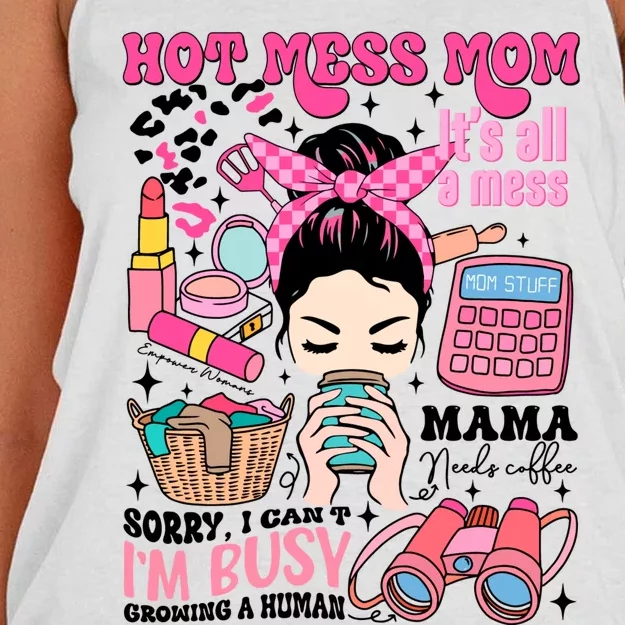 Hot Mess Mom Its All A Mess Women's Knotted Racerback Tank