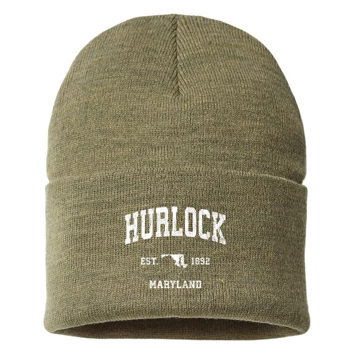 Hurlock Maryland Md Vintage Athletic Sports Sustainable Knit Beanie