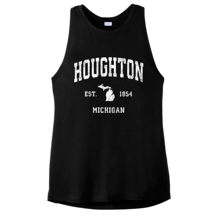 Houghton Michigan Mi Vintage Athletic Ladies Tri-Blend Wicking Tank