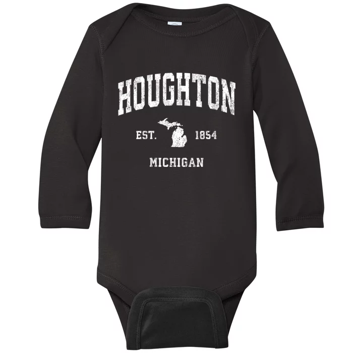 Houghton Michigan Mi Vintage Athletic Baby Long Sleeve Bodysuit