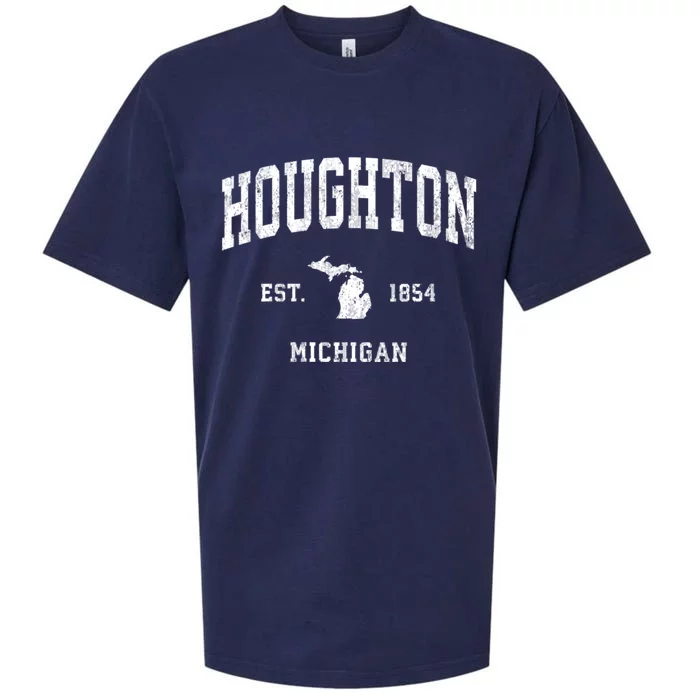 Houghton Michigan Mi Vintage Athletic Sueded Cloud Jersey T-Shirt