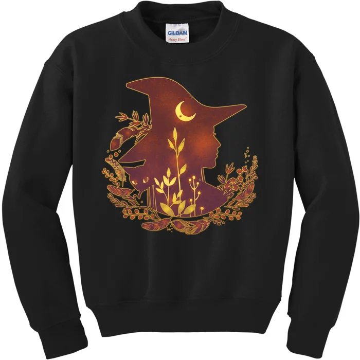 Halloween Mystical Nature Witch Kids Sweatshirt