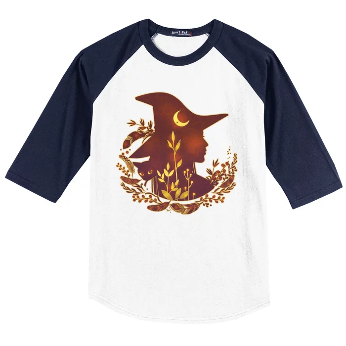 Halloween Mystical Nature Witch Baseball Sleeve Shirt