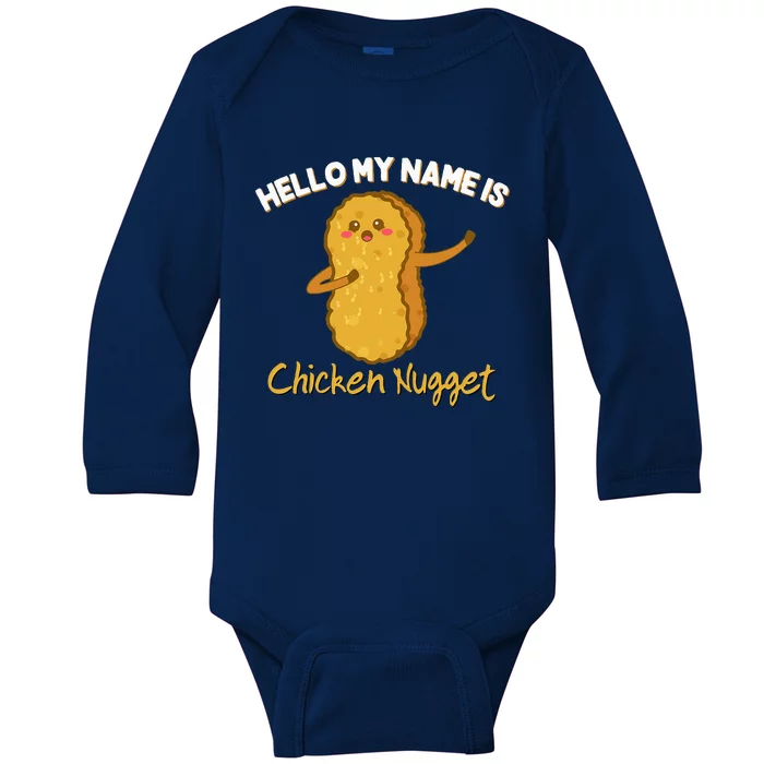 Hello My Name Is Chicken Nugget Costume Chicken Baby Long Sleeve Bodysuit