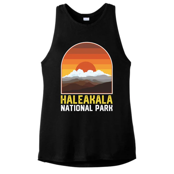 Haleakala Mountains National Park Cool Retro Style Sunset Gift Ladies Tri-Blend Wicking Tank