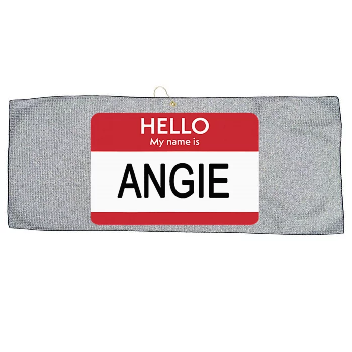 Hello My Name Is Angie Name Tag Large Microfiber Waffle Golf Towel