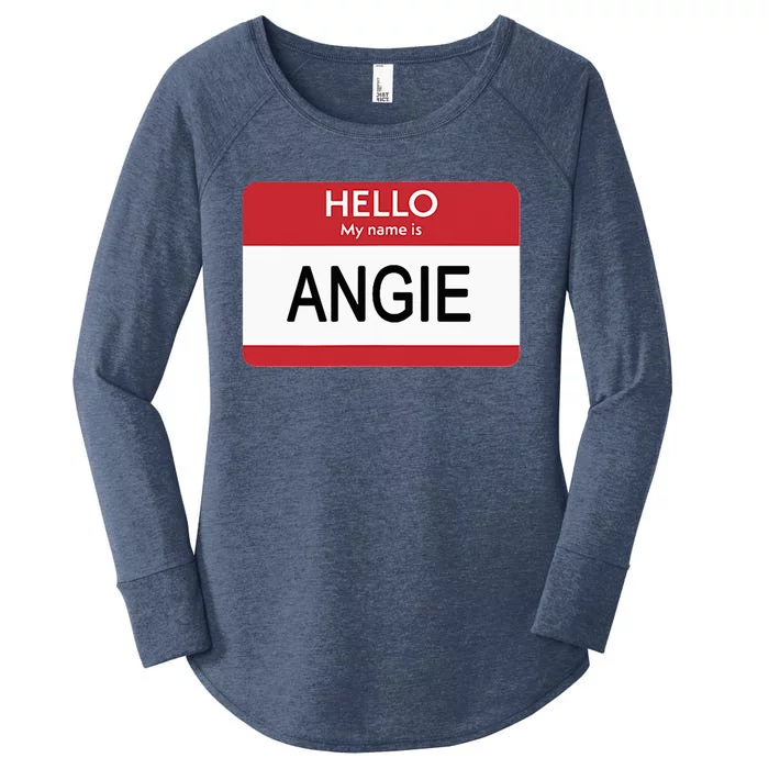 Hello My Name Is Angie Name Tag Women's Perfect Tri Tunic Long Sleeve Shirt