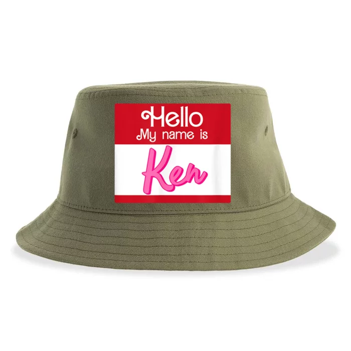 Hello My Name Is Ken Halloween Funny Name Tag Personalized Sustainable Bucket Hat