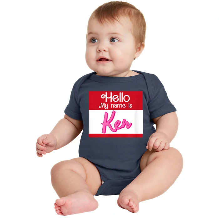 Hello My Name Is Ken Halloween Funny Name Tag Personalized Baby Bodysuit