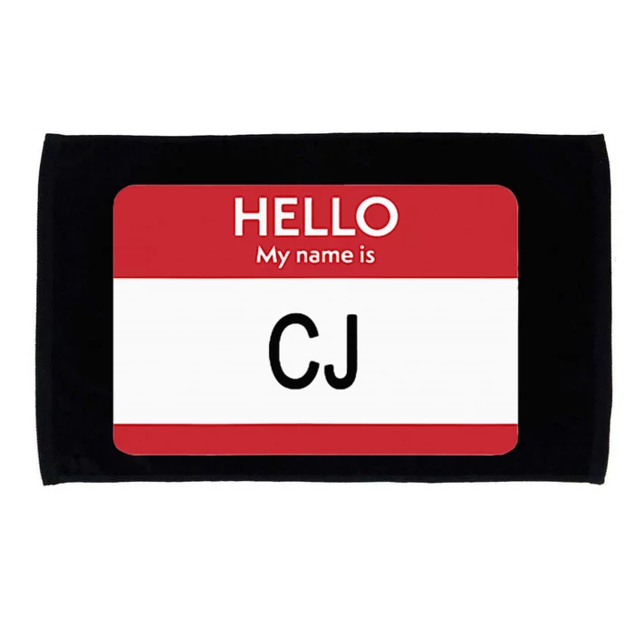 Hello My Name Is Cj Name Tag Sticker Label Microfiber Hand Towel