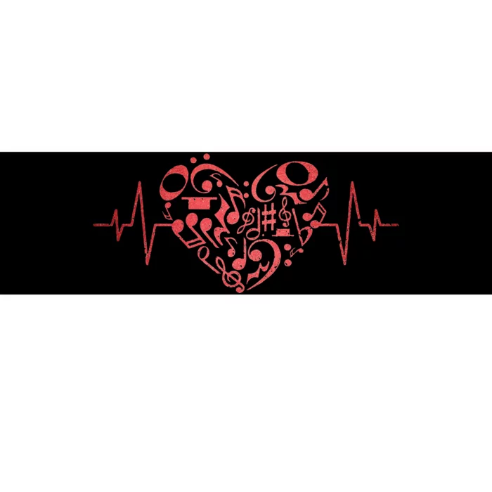 Heart Music Notes Musician Heartbeat Music Lover Music Bumper Sticker