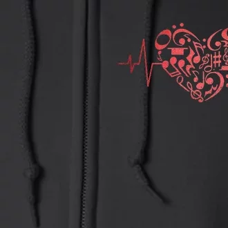 Heart Music Notes Musician Heartbeat Music Lover Music Full Zip Hoodie