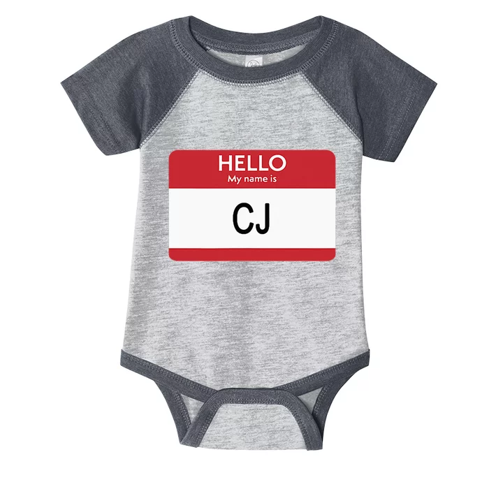 Hello My Name Is Cj Name Tag Sticker Label Infant Baby Jersey Bodysuit