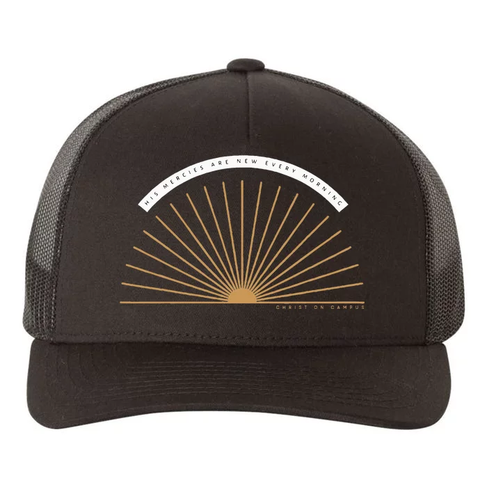 His Mercies Never Fail Yupoong Adult 5-Panel Trucker Hat