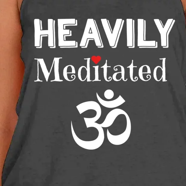 Heavily Meditated Om Funny Yoga Meditation Meaningful Gift Women's Knotted Racerback Tank