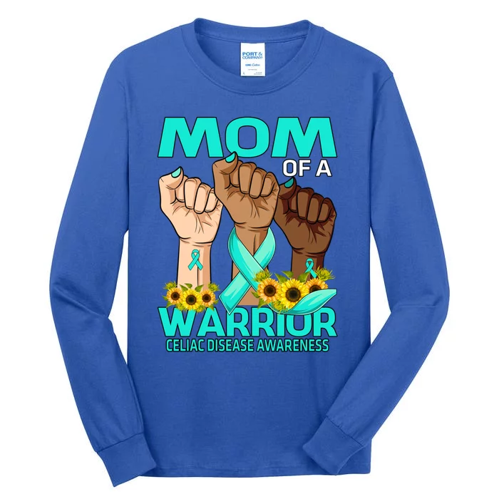 Hand Mom Of A Warrior Celiac Disease Awareness Sunflower Gift Tall Long Sleeve T-Shirt